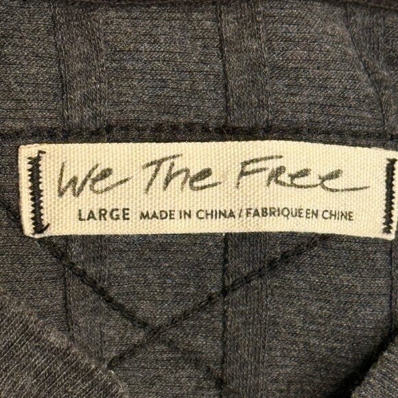 We The Free Charcoal Gray Ribbed Button-Up Long Sleeve Top, L - Picture 7 of 9